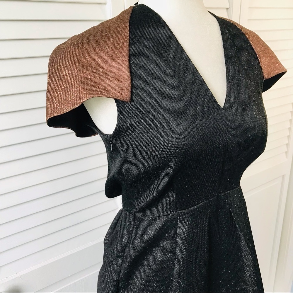 3.1 PHILLIP LIM Black Bronze Cap Sleeve Sparkly Dress Size 2 - Picture 3 of 12